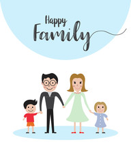 Happy family portrait,father,mother,boy and girl with a happiness together,vector illustration design.