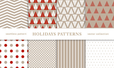 Winter holidays seamless patterns