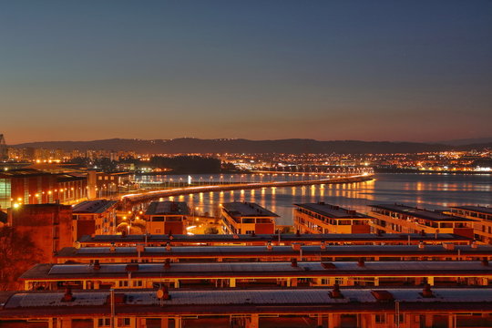 Paisaje de la r&iacute;a de Ferrol y el puente de As P&iacute;as desde Fene
