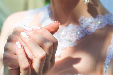 beautiful photo of bride emotion before the wedding