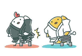 ひよことにわとりのゆるい瓦割り © TAMAGO POTATO