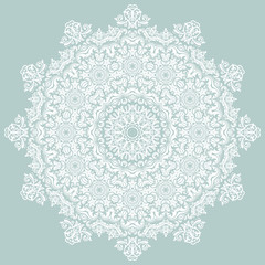 Elegant vintage vector round white ornament in classic style. Abstract traditional pattern with oriental elements. Classic vintage pattern