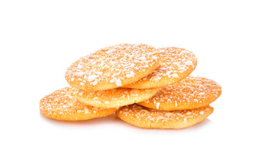 Japanese fragrant rice cake on white background