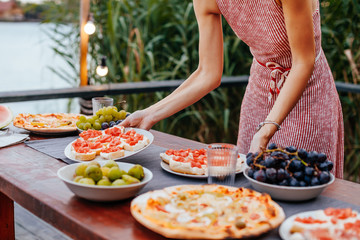 A Woman Preparing a Food for Dinner Party
