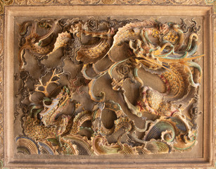 Chinese carved wall in a temple