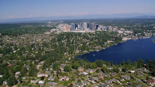 Bellevue Washington Aerial Over Meydenbauer Bay Neighborhoods