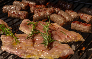 Meat Skewer On Barbecue Grill With Coal 4