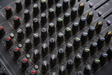 Control nobs on a sound mixing board
