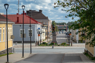 Main street of Raahe town in summer time
