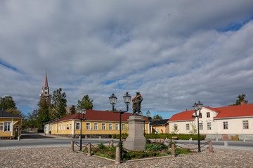 Main street of Raahe town in summer time