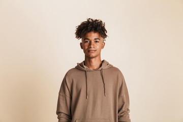 Portrait of a young afro american man dressed in hoodie - Powered by Adobe