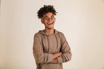 Fototapeta na wymiar Portrait of a smiling young afro american man