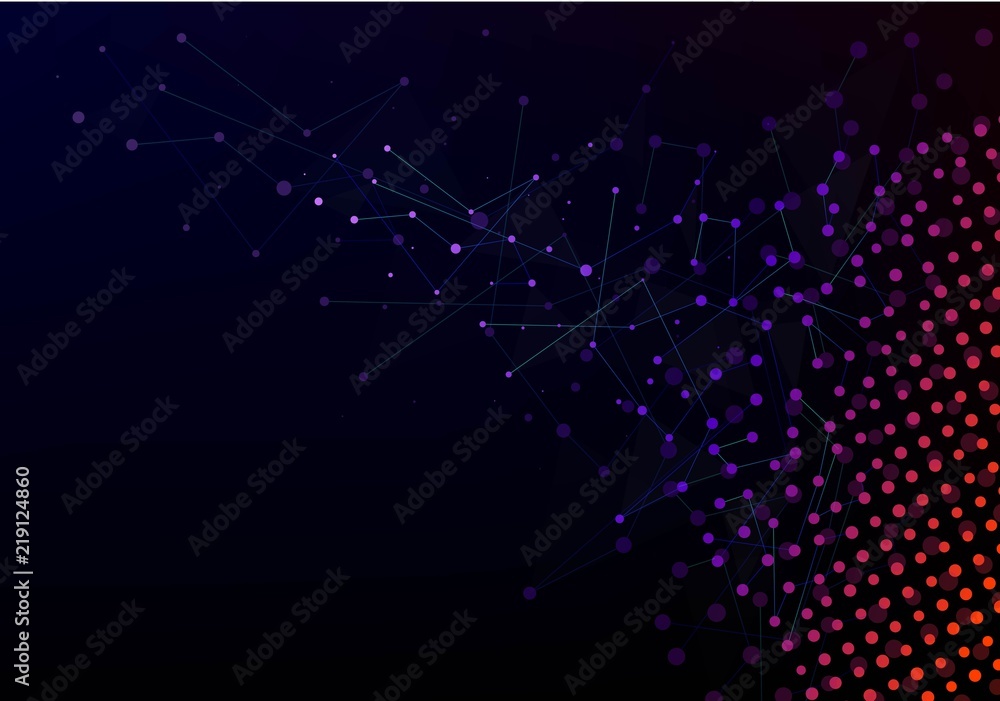 Aufkleber big data visualization. chaos and order. data threads. machine learning. vector illustration.