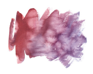 Red and light purple gradient backdrop painted in watercolor on clean white background. Illustration with rough canvas texture