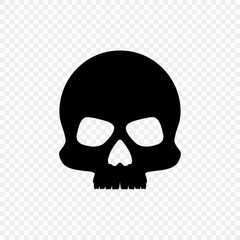 Silhouette black skull isolated on a transparent background. Vector element.