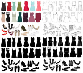 women's clothing set, women's handbags, dresses, shoes
