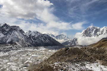 The beginning of Khumbu glacier on the way to Everest