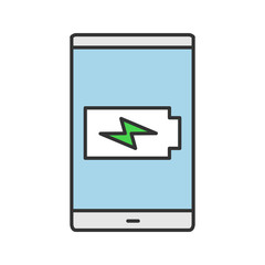 Smartphone battery charging color icon