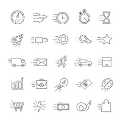 Motion linear icons set