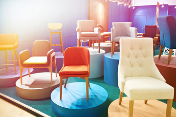 Chairs in salon of furniture