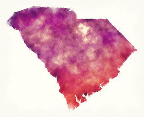 South Carolina state USA watercolor map in front of a white background