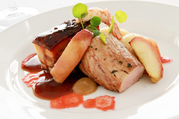 plated pork meal
