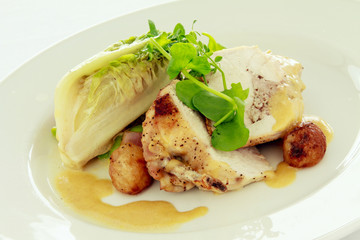 plated chicken main meal