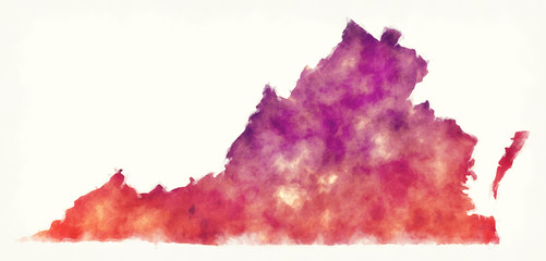Virginia state USA watercolor map in front of a white background - obrazy, fototapety, plakaty