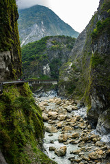 View of Taroko gorge during Yanzihkou hiking trail in Taroko national park Hualien Taiwan