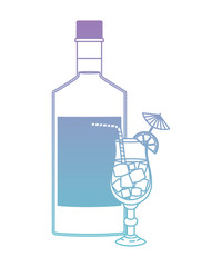cup cocktail drink with bottle vector illustration design