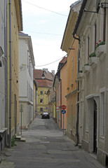Naklejka premium the narrow street in old city of Gyor