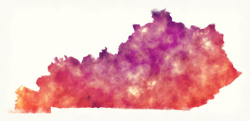 Kentucky state USA watercolor map in front of a white background