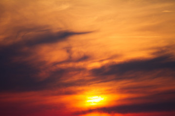 Beautiful sunset. The concept of a colorful sky: at sunset with a twilight colored sky. Bright sunset over the horizon