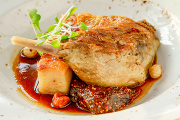 plated duck main meal