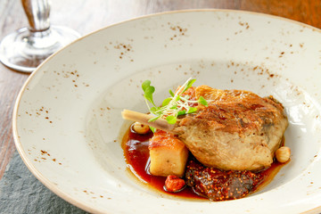 plated duck main meal