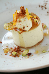 plated cheesecake dessert