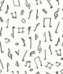 Music notes seamless vector pattern. Abstract background.