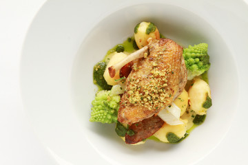 plated chicken main meal