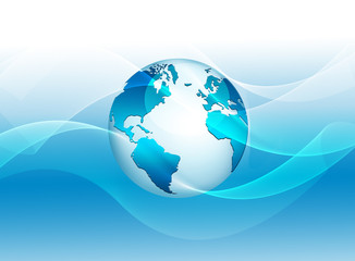 Fototapeta premium Best Internet Concept of global business. Globe, glowing lines on technological background. Wi-Fi, rays, symbols Internet, 3D illustration