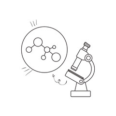 structure molecular with microscope vector illustration design