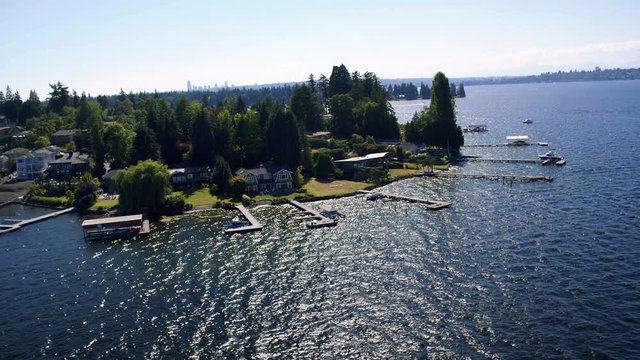 Eastside Seattle Lake Washington Waterfront Housing Aerial