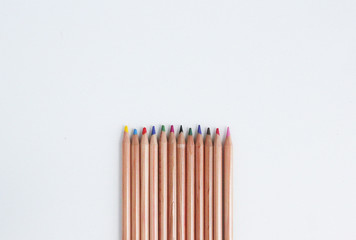 Fototapeta premium Color pencils isolated on white background. Close up.