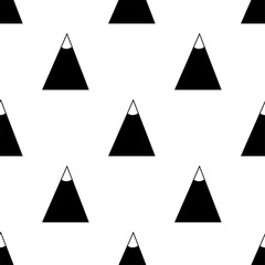 Seamless pattern with black mountain on the white background.