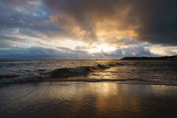 The Atlantic ocean at the golden sunset. Northern Portugal is full of widness and freshness
