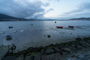Time of low tide in the rive Minya, Northern Portugal