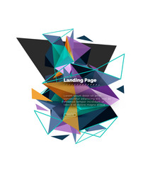 Triangular design abstract background, landing page. Low poly style colorful triangles on white