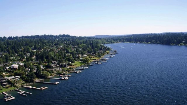 Epic Lake Washington Aerial of Summer Boating Season