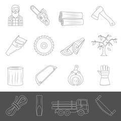 Line Icons - Lumberjack Equipment