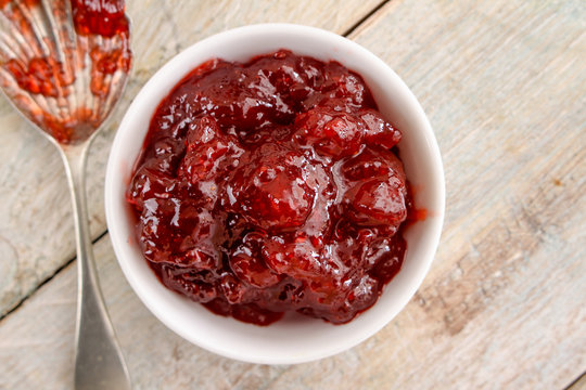 fresh strawberry jam in dish