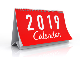 Calendar 2019. Isolated on White.